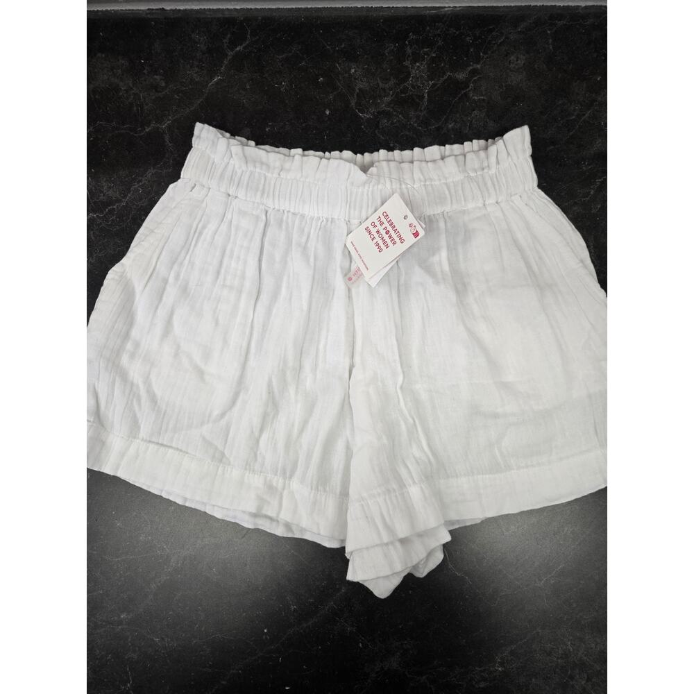 Roxy White What A Vibe High Rise Organic Cotton Gauze Shorts Small NWT - Picture 2 of 9
